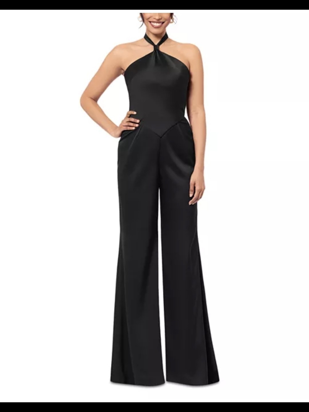 Aqua Black Halter-Neck Wide-Leg Jumpsuit